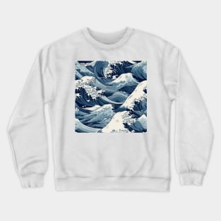 Ephemeral Crests: Hokusai Waves Reimagined Crewneck Sweatshirt